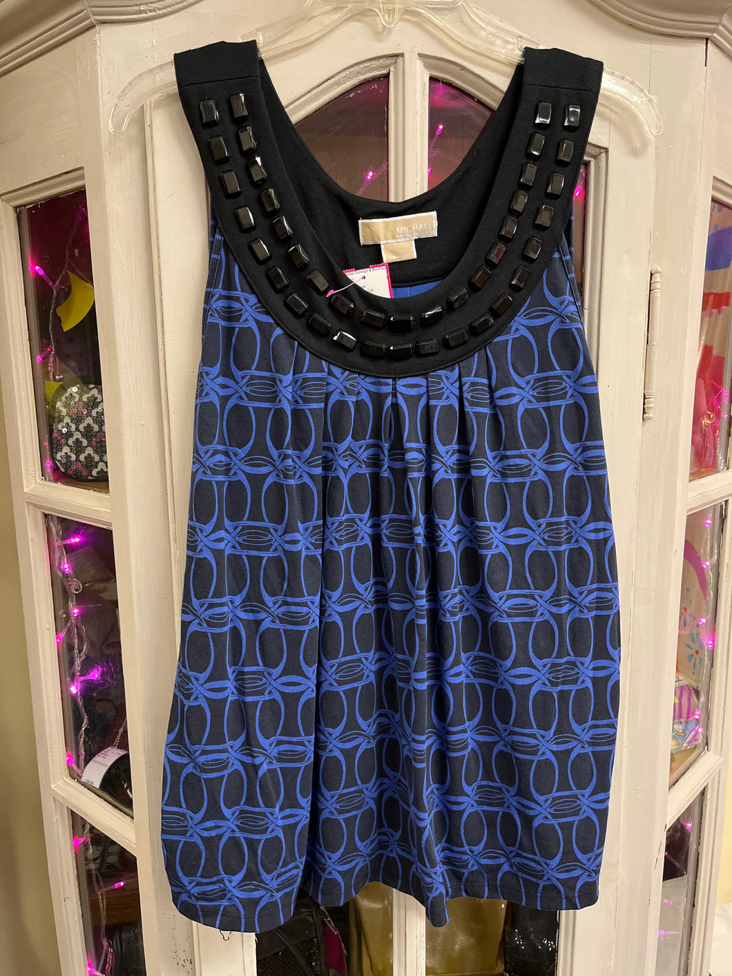 Michael Kors Size Large Black & Blue Top
